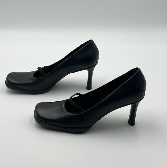 Vintage Style Black Leather Square Toe Pumps Sabrina Spellman Inspired  Size 8 - Picture 5 of 10